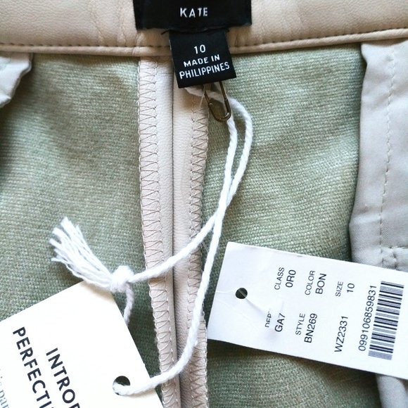 J.Crew KATE STRAIGHT LEG PANT IN FAUX LEATHER, Size 10, Color BONE - Picture 8 of 14